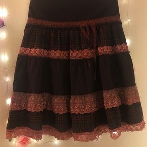 Plum colored, lace tiered skirt